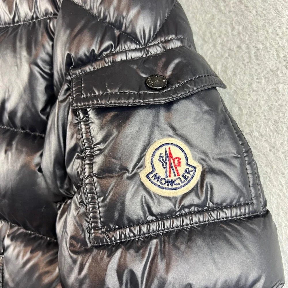 Moncler Maya Kids Puffer Jacket Black Glossy Down Coat Size 10A